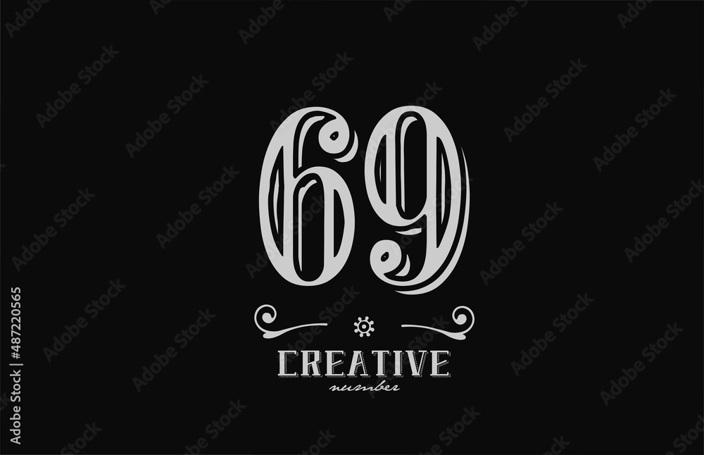 69 number logo icon with black and white colors. Creative vintage template for company adn business 69 number logo icon with black and white colors. Creative vintage template for company adn business
