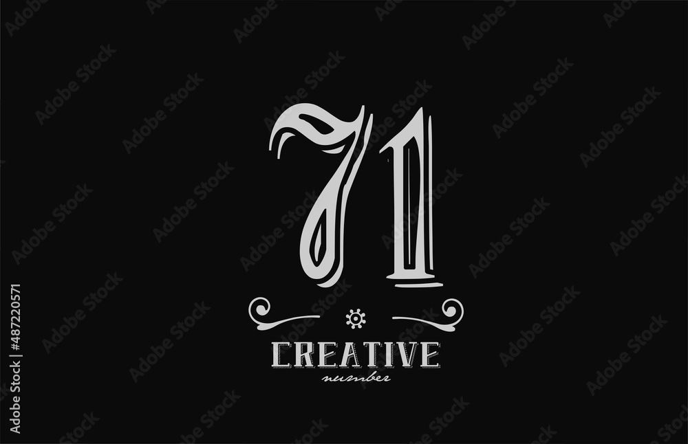 71 number logo icon with black and white colors. Creative vintage template for company adn business 71 number logo icon with black and white colors. Creative vintage template for company adn business
