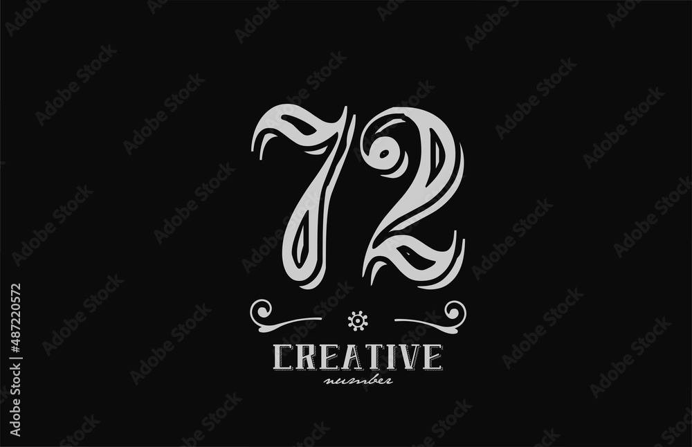 72 number logo icon with black and white colors. Creative vintage template for company adn business 72 number logo icon with black and white colors. Creative vintage template for company adn business