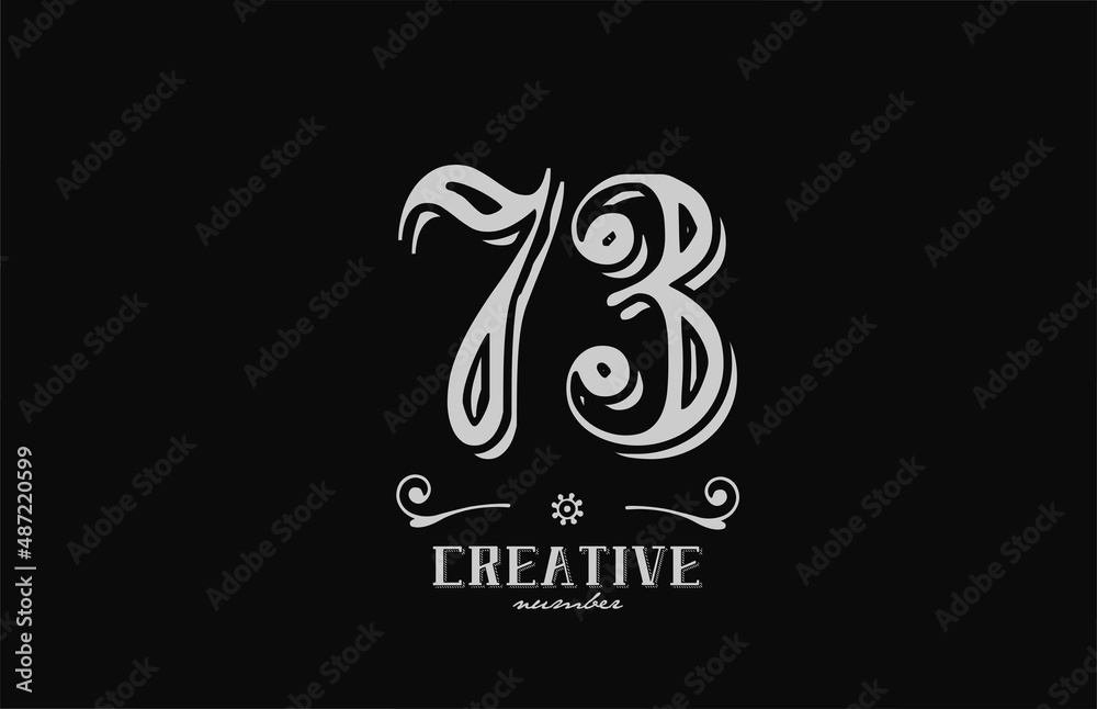 73 number logo icon with black and white colors. Creative vintage template for company adn business 73 number logo icon with black and white colors. Creative vintage template for company adn business