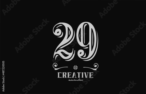 29 number logo icon with black and white colors. Creative vintage template for company adn business