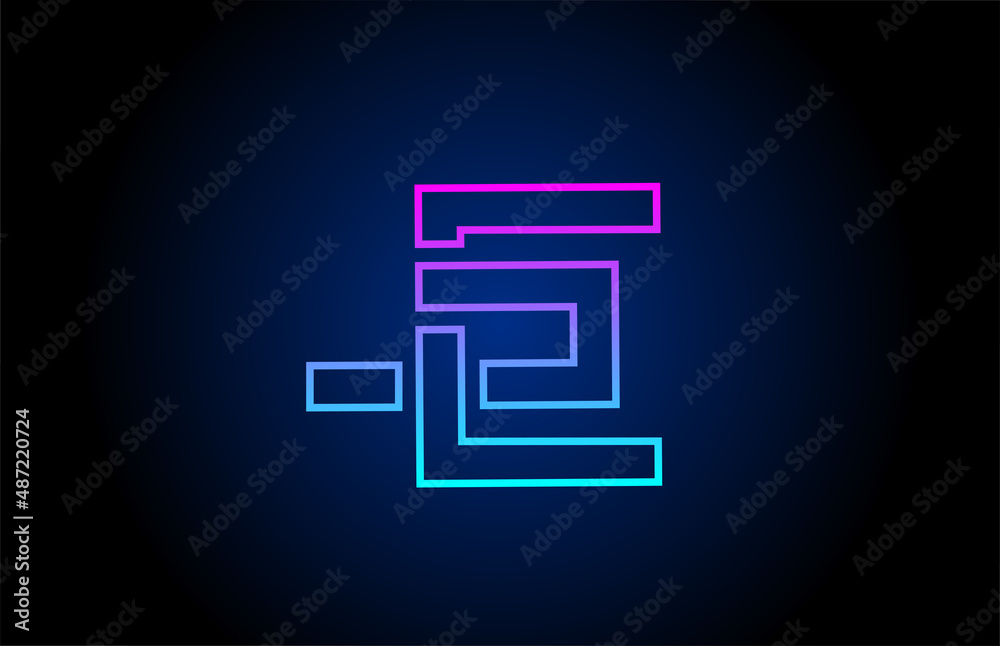 E alphabet letter logo design icon with line. Creative template for company and business in pink blue colors