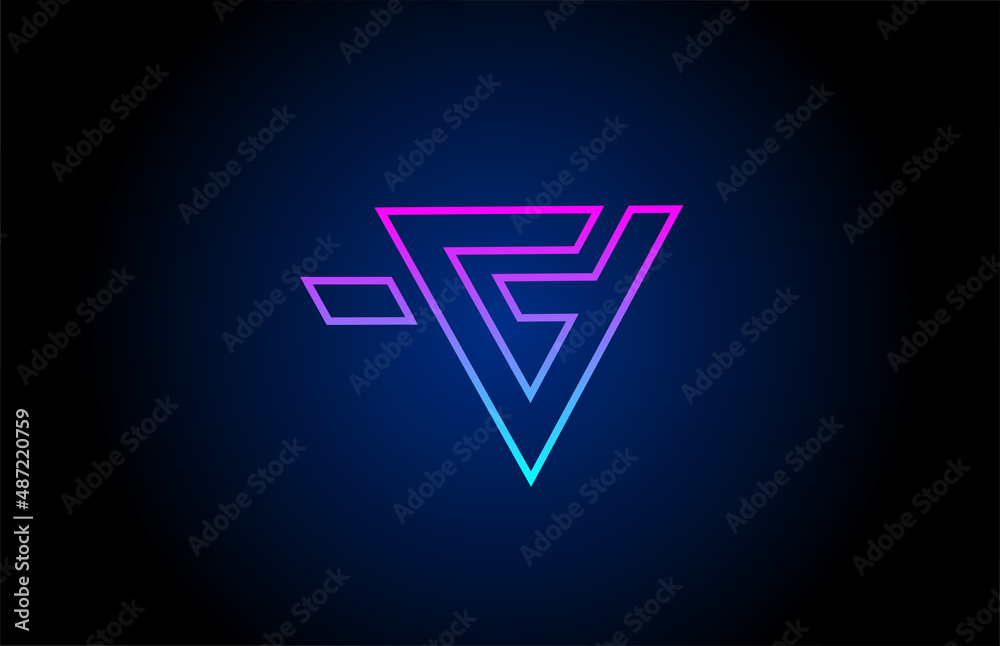 V alphabet letter logo design icon with line. Creative template for company and business in pink blue colors V alphabet letter logo design icon with line. Creative template for company and business in pink blue colors