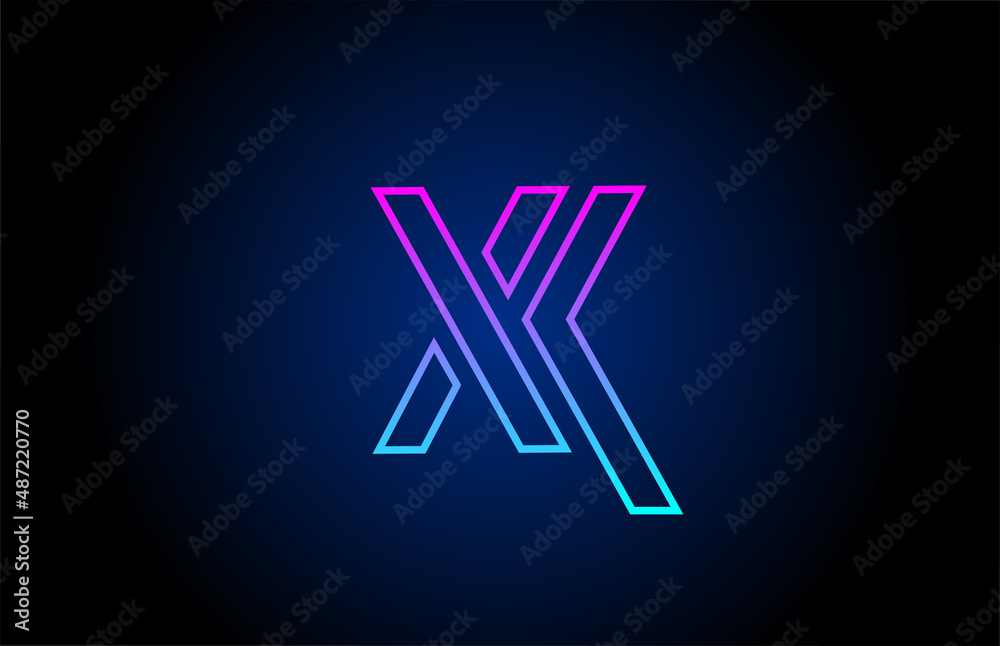 X alphabet letter logo design icon with line. Creative template for company and business in pink blue colors X alphabet letter logo design icon with line. Creative template for company and business in pink blue colors