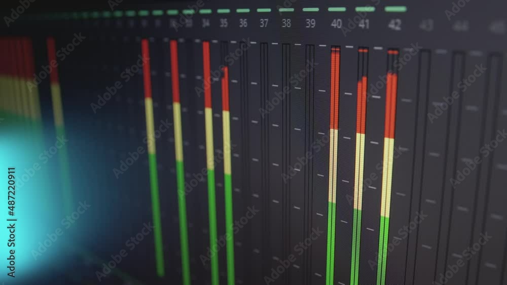 Audio track equalizer. Working with sound in the editing program. Professional audio and video editing software. Audio track equalizer. Working with sound in the editing program. Professional audio and video editing software.