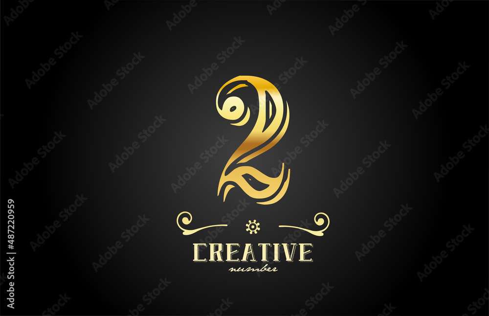 Obraz premium 2 gold number logo icon design. Creative template for company and business