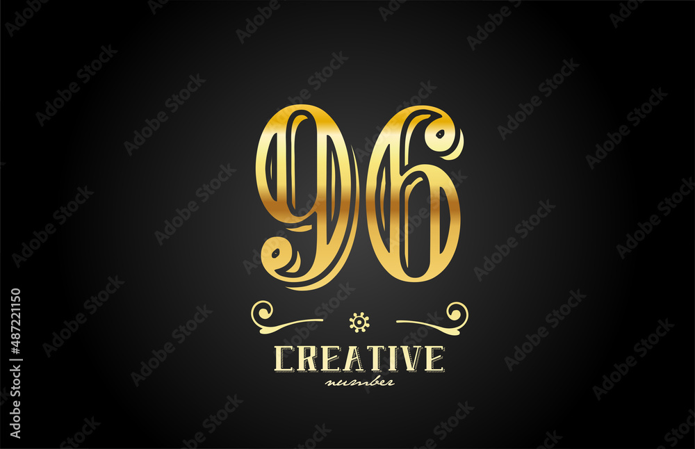 96 gold number logo icon design. Creative template for company and business