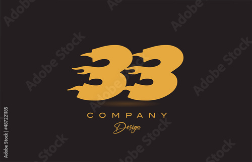 33 yellow number icon logo design. Creative template for business and company