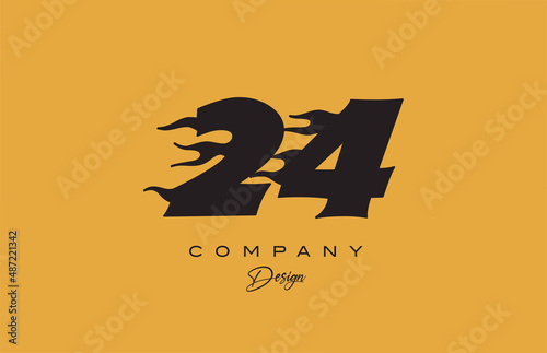 yellow 24 number logo icon design. Creative template for company