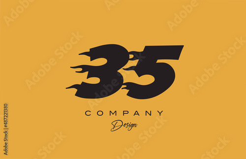 yellow 35 number logo icon design. Creative template for company