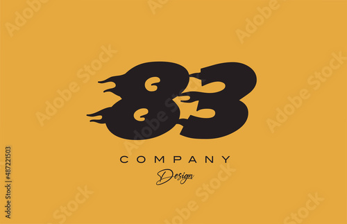 yellow 83 number logo icon design. Creative template for company