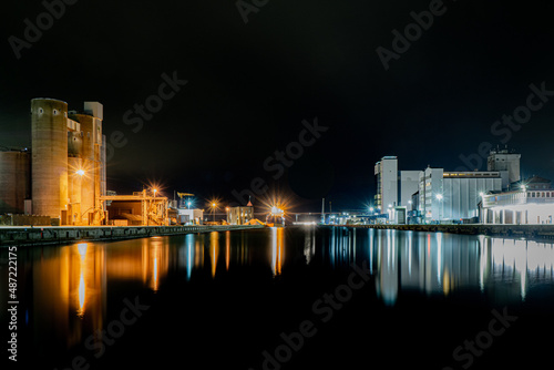Harbor of Vejle by night