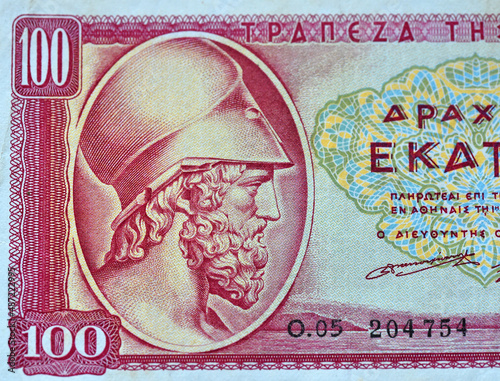 Εκτύπωση καμβά el general griego Temistocles es un billete de Grecia