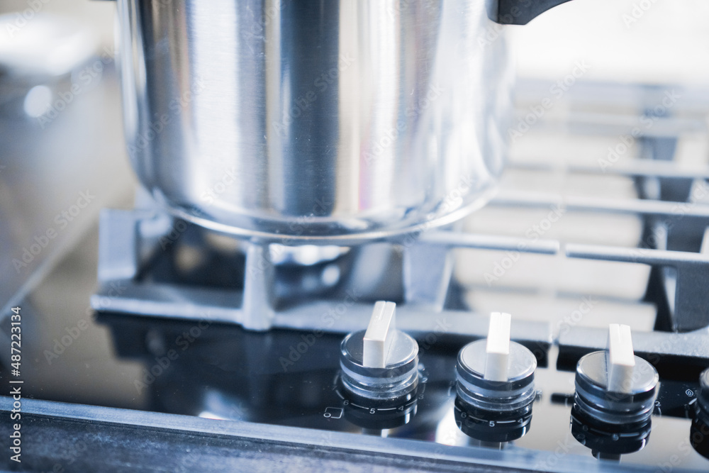 kitchen gas stove with glass top close up kitchen gas stove with glass top close up