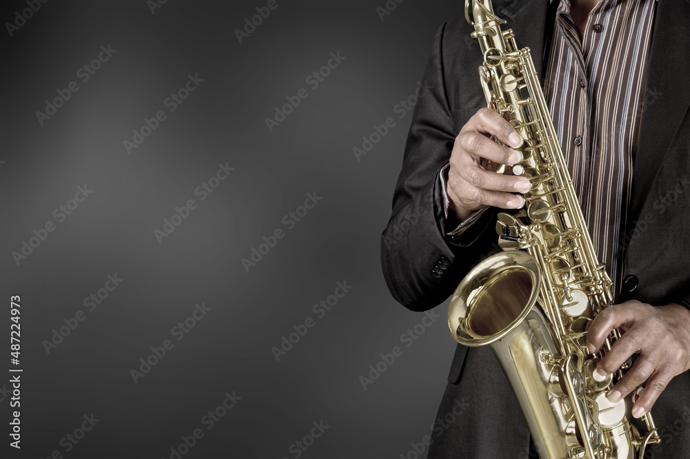Fototapeta premium Musician playing jazz music instrument. Band instruments