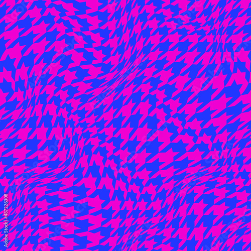 Warped optical houndstooth pattern. Vector seamless pattern