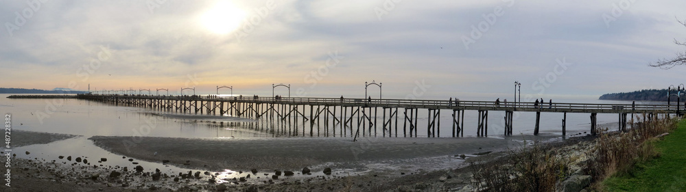 Northwest Canadian longest wooden pier panorama