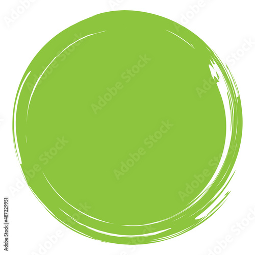 Circle brush stroke vector isolated on white background. Green enso zen circle brush stroke. For stamp, seal, ink and paintbrush design template. Grunge hand drawn circle shape, vector illustration