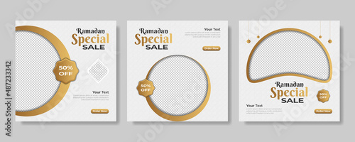 Set of Ramadan Sale Banner. web promotion banner, social media post template. Vector illustration