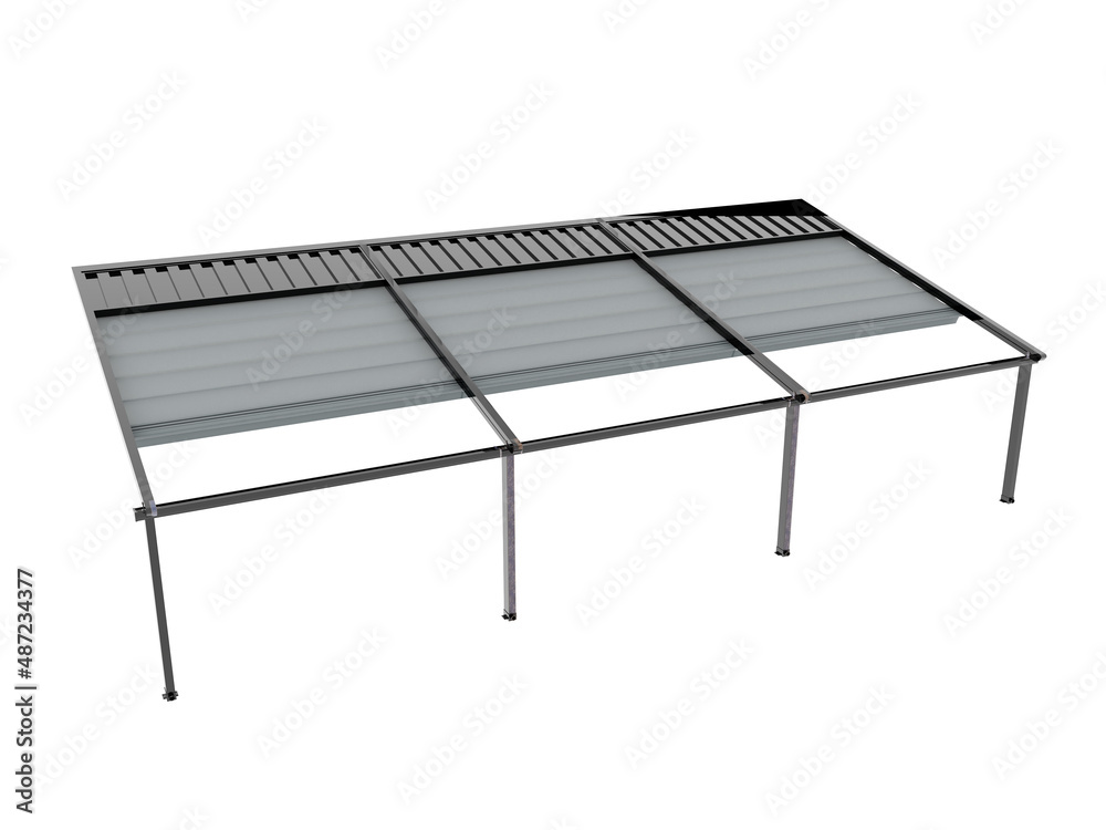 3d render of triple section pergola awning tent 3d render of triple section pergola awning tent