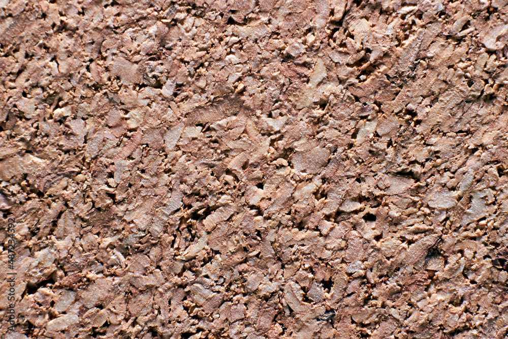Texture of pressed shavings of cork wood close-up