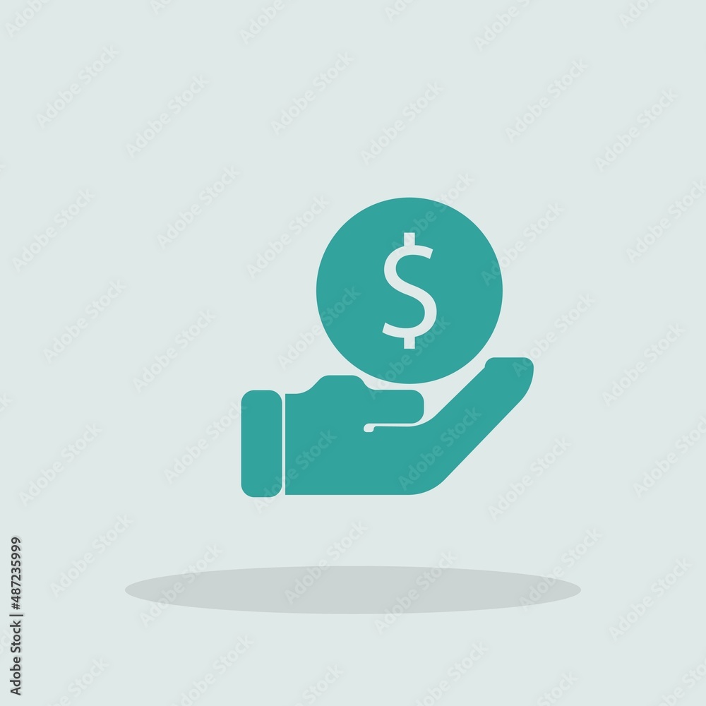 Dollar on hand vector icon illustration sign Dollar on hand vector icon illustration sign