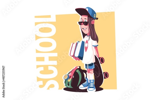 Teenager guy with skateboard
