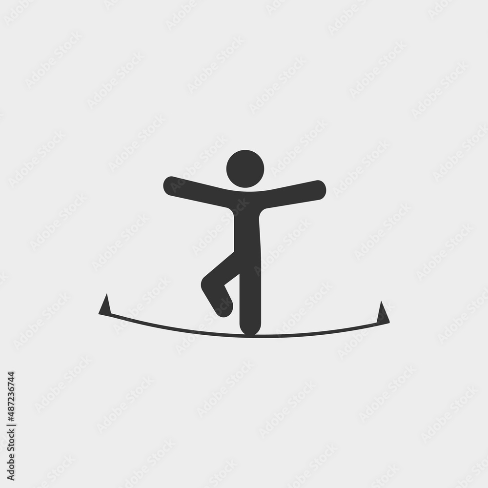 Man on rope vector icon illustration sign
