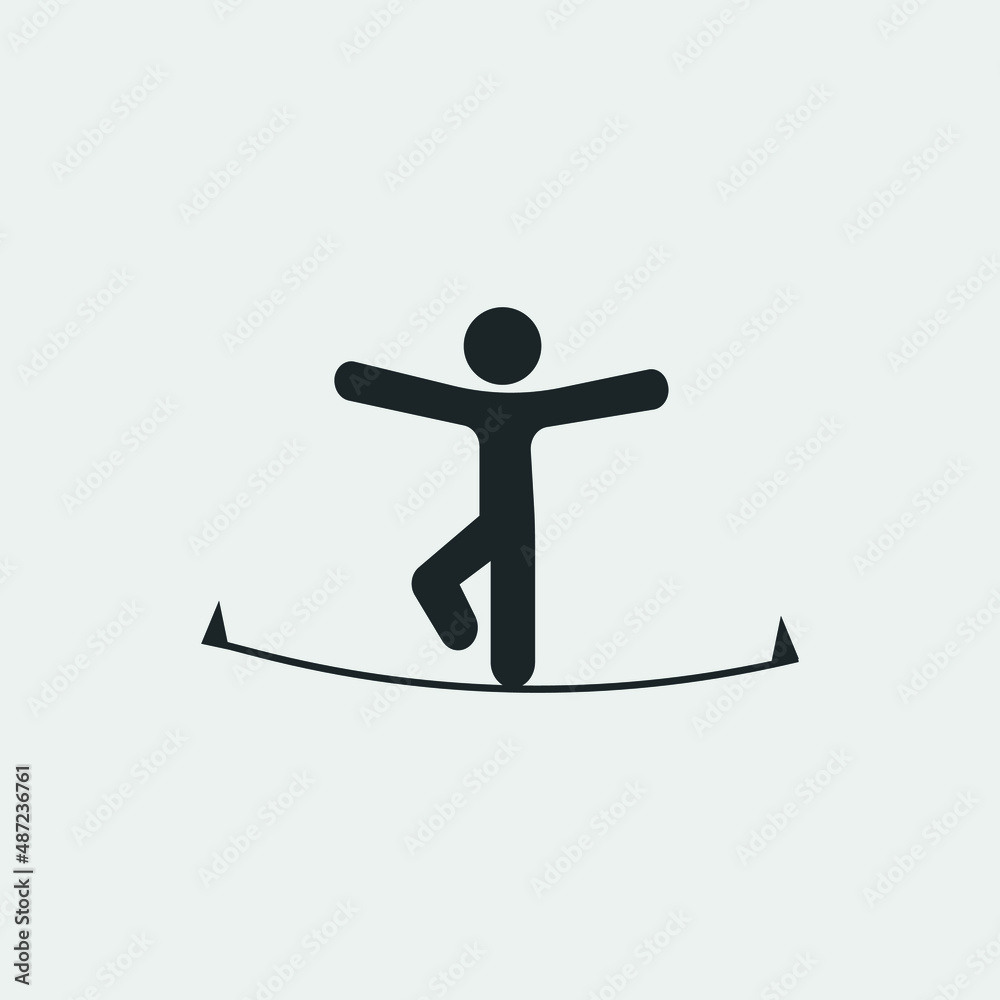 Man on rope vector icon illustration sign