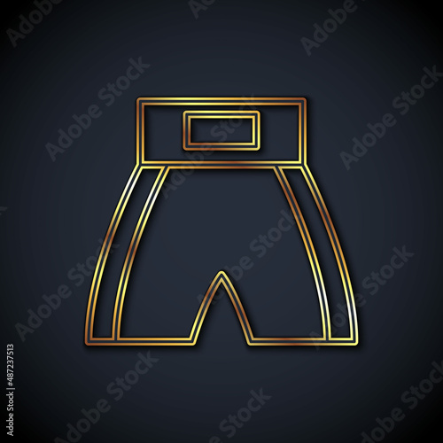 Gold line Boxing short icon isolated on black background. Vector
