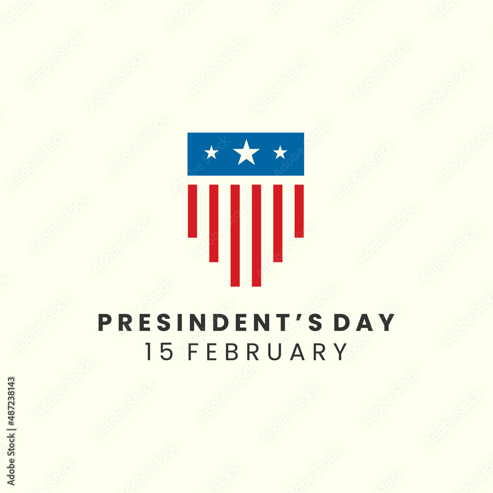 Fototapeta premium president'day USA line art minimalist logo icon template illustration vector design. american flag line art logo