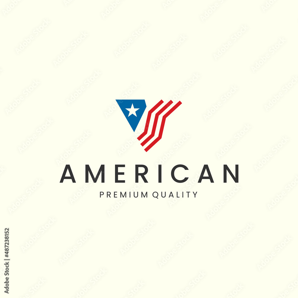 american flag line art simple logo icon template illustration vector design