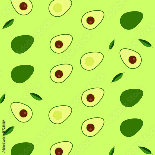 Abstract avocado. Pattern vector. On a green background. Gift wrap. Cover for notebooks.