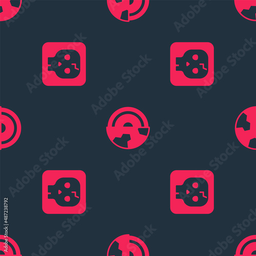 Set Archeology and Earth core structure crust on seamless pattern. Vector