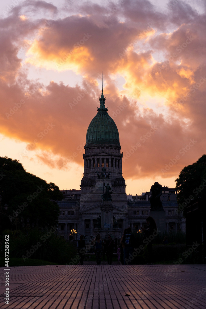 Congress Building Argentina at sunset, Buenos Aires