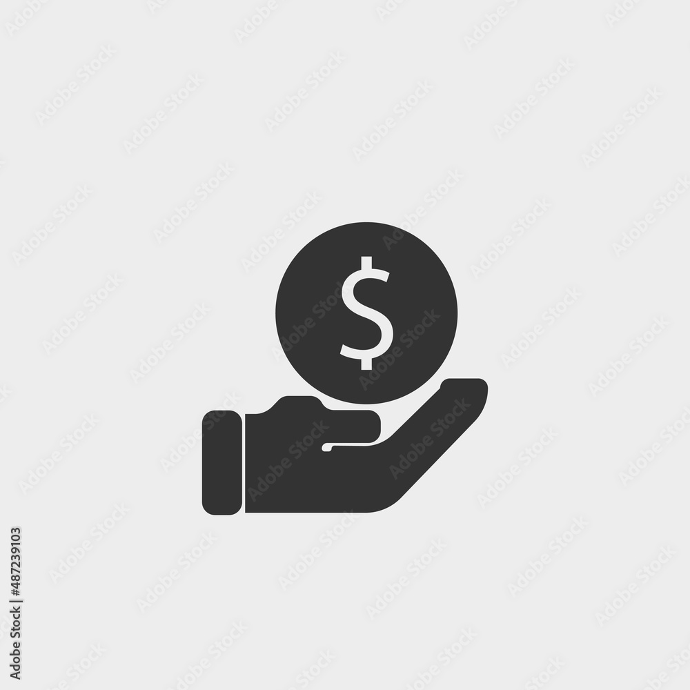 Dollar on hand vector icon illustration sign Dollar on hand vector icon illustration sign