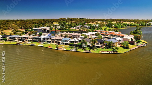 Aerial View of the Cypress Drive Houses on the Banks of Lake Mulwala