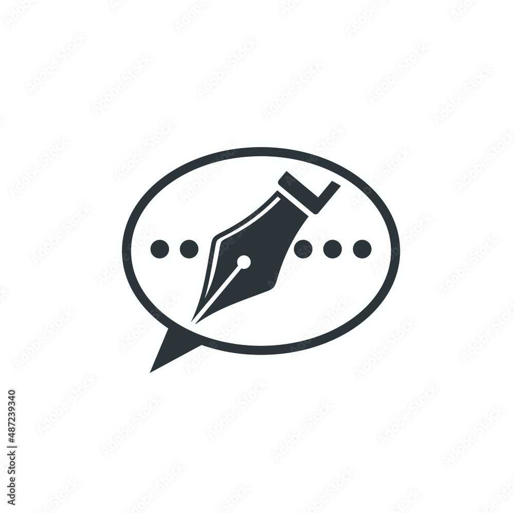 Obraz premium illustration of pen combined with balloon text or chat icon.