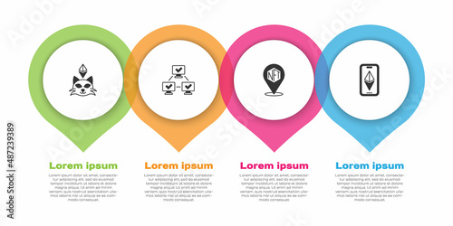 Set NFT Digital crypto art, blockchain technology, and Ethereum ETH. Business infographic template. Vector