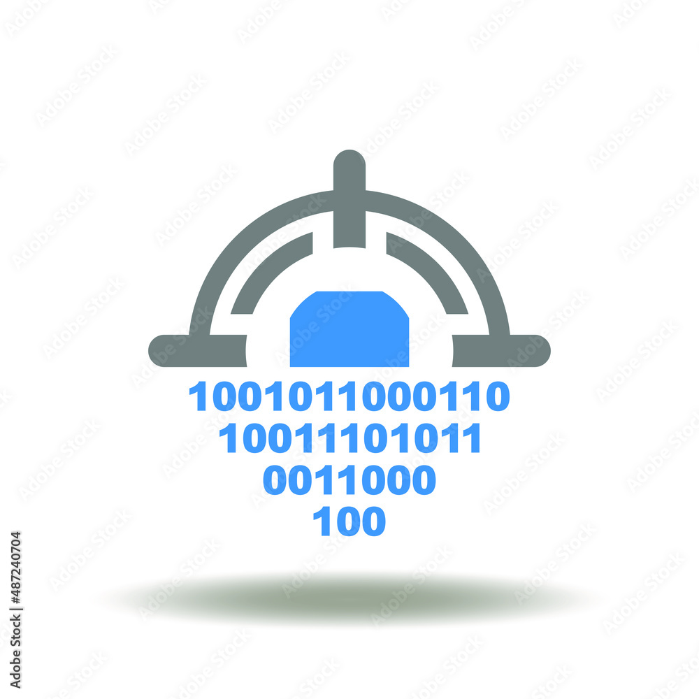 Vector illustration of aim with digital numbers. Icon of digital business. Symbol of electronic cyber goals marketing.