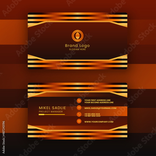 a business card with an elegant gold color design is good for your work

