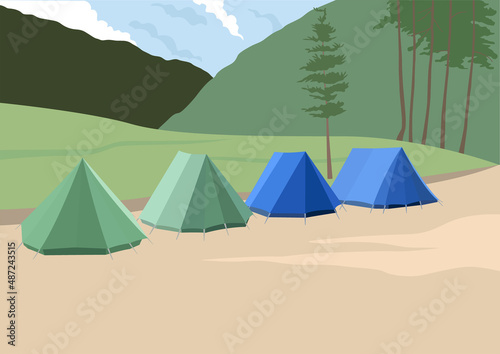 camping Tents on illustration graphic vector