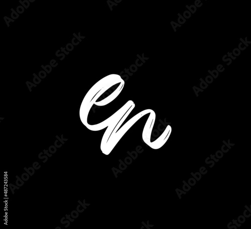 Quadro em tela White Vector Letters Logo Brush Handlettering Calligraphy Style In Black Backgro