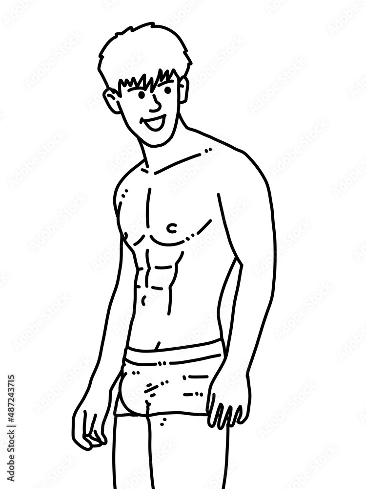 Fototapeta premium black and white of cute man for coloring