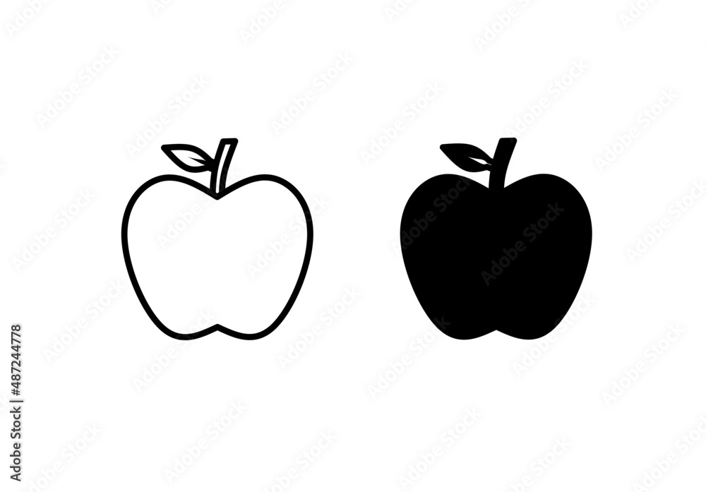 silhouette apple flat icon isolated on white silhouette apple flat icon isolated on white