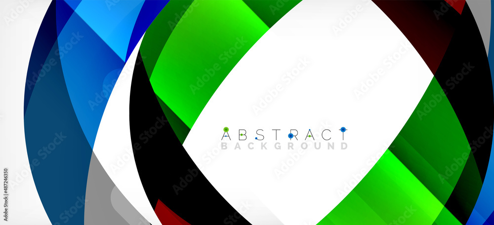 Geometric abstract background. Circle created with overlapping color shapes. Vector Illustration For Wallpaper, Banner, Background, Landing Page Geometric abstract background. Circle created with overlapping color shapes. Vector Illustration For Wallpaper, Banner, Background, Landing Page