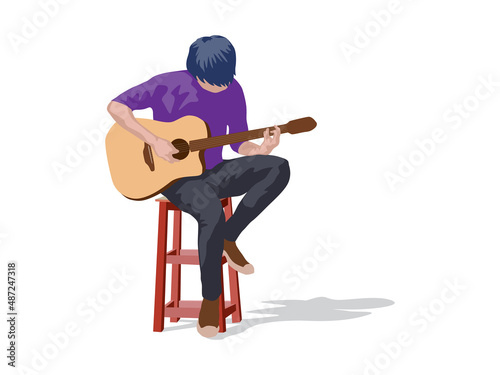 Jazz musicians playing guitar on illustration graphic vector