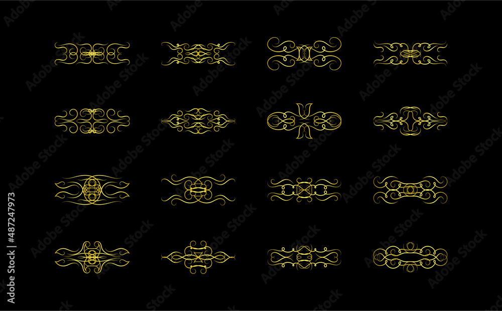Gold Borders Elements Set Collection, ornament Vector Gold Borders Elements Set Collection, ornament Vector