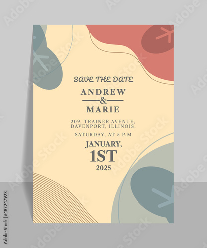 Bohemian Wedding Invitation Style Vector Template Design EPS10 great to be used as a wedding invitation template because it has an attractive bohemian style look to it