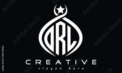 ORL three letters monogram curved oval initial logo design, geometric minimalist modern shape creative logo, vector template